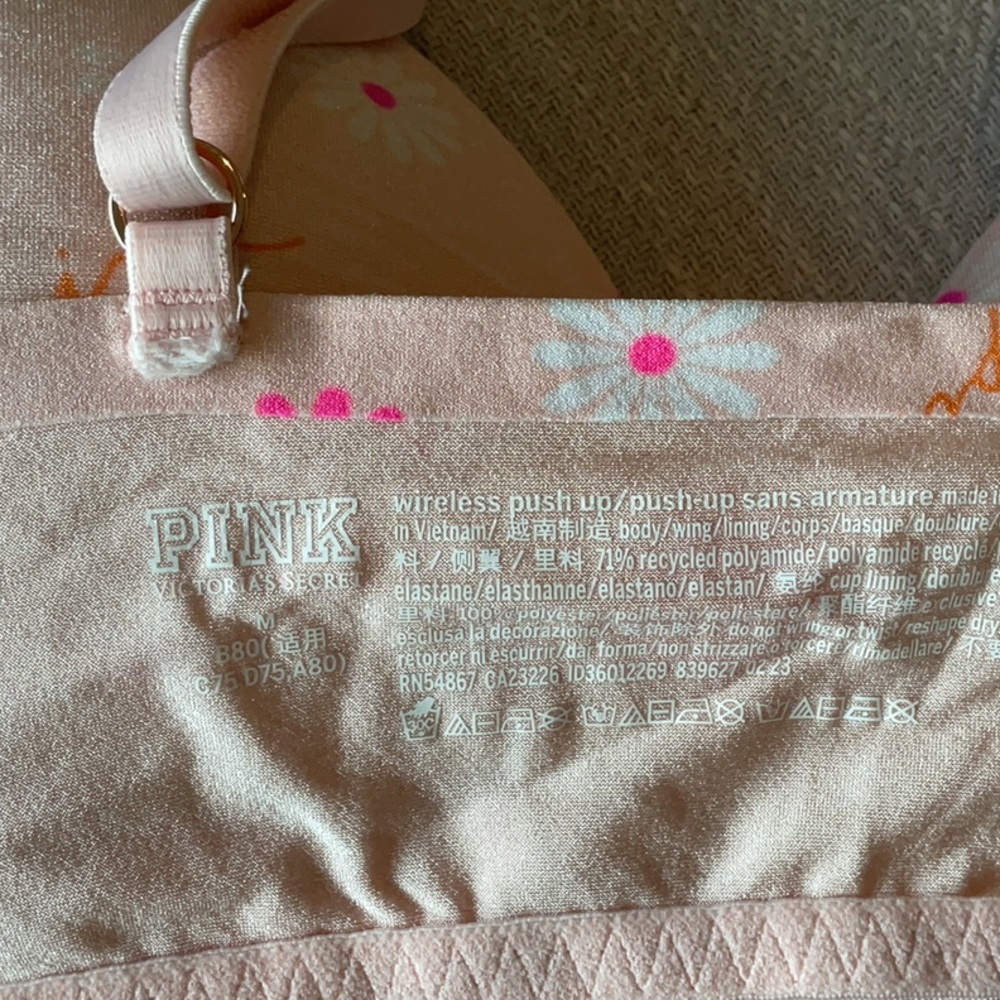 PINK Victoria's Secret Pink and Orange Bibs with Floral Design - Picture 3 of 3